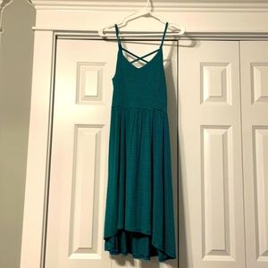 Strappy Skater Dress. Striped Turquoise/Blue. Sz S